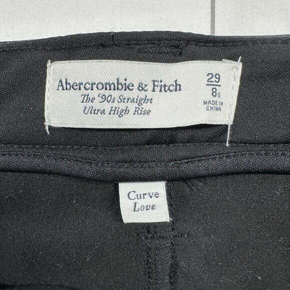 Abercrombie & Fitch Pants Women 29 Short Black Faux Leather Vegan Curve Love 90s - Picture 3 of 11